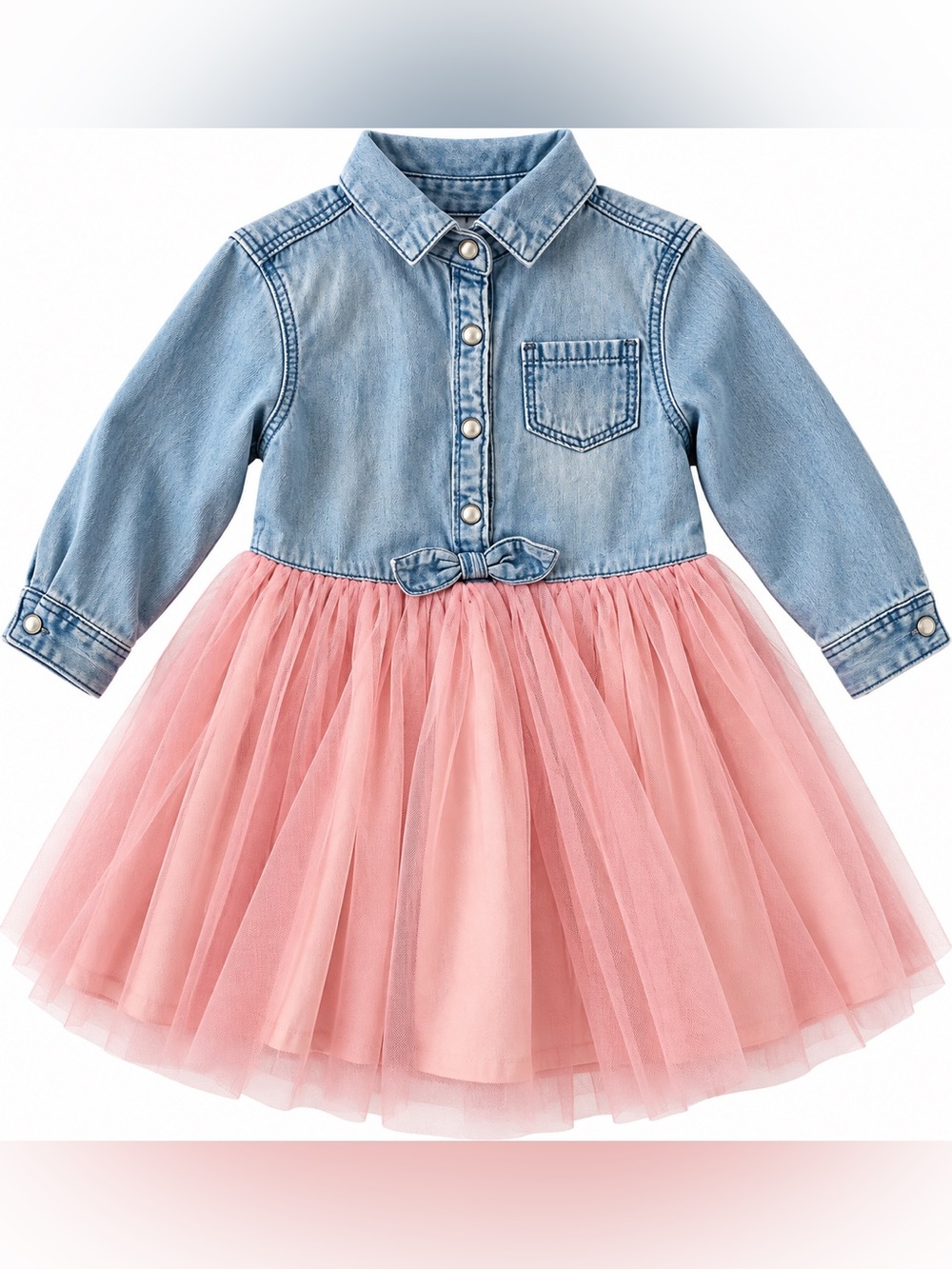 OshKosh B’gosh Girls Denim & Pink Tulle Dress – Size 2T